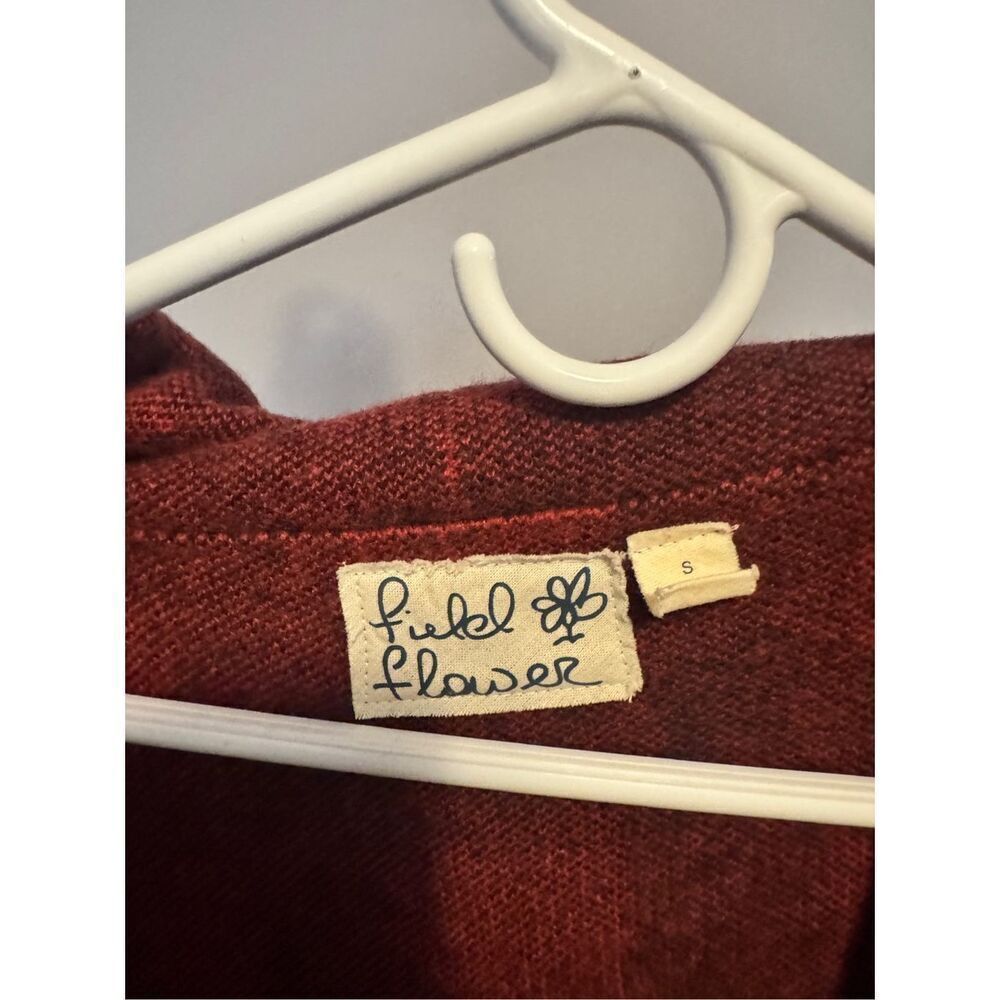 Anthropologie SMALL Field Flower Buffalo Plaid Cardigan Sweater Coat Jacket Red - Picture 3 of 4